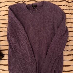 J. Crew Purple Cable Knit Crewneck Sweater